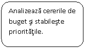 Rounded Rectangle: Analizeaza cererile de buget si stabileste prioritatile.