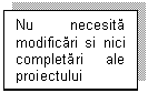 Text Box: Nu necesita  modificari si nici completari ale proiectului proiectului

